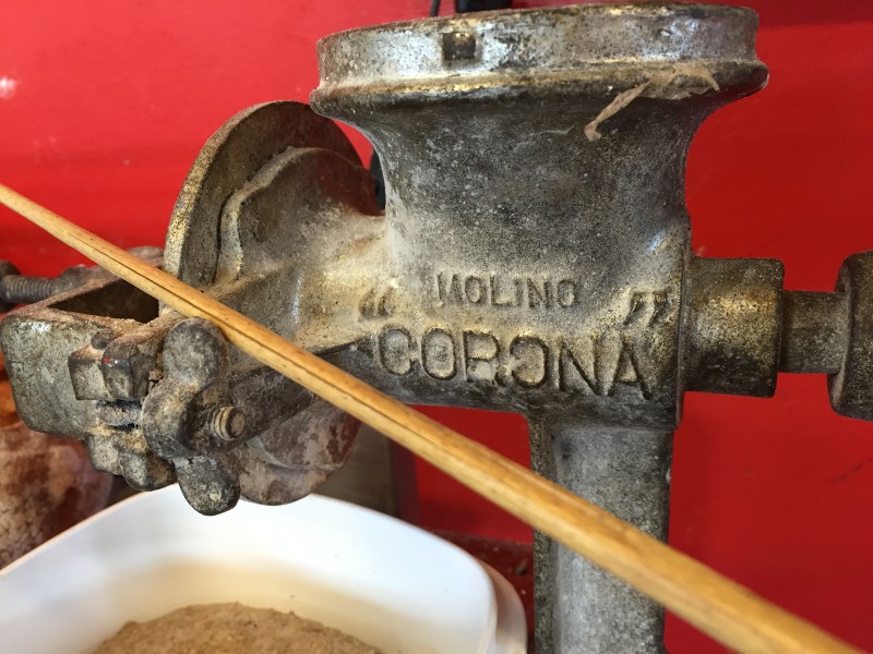 A small hand mill for preparing tiny amounts of flour